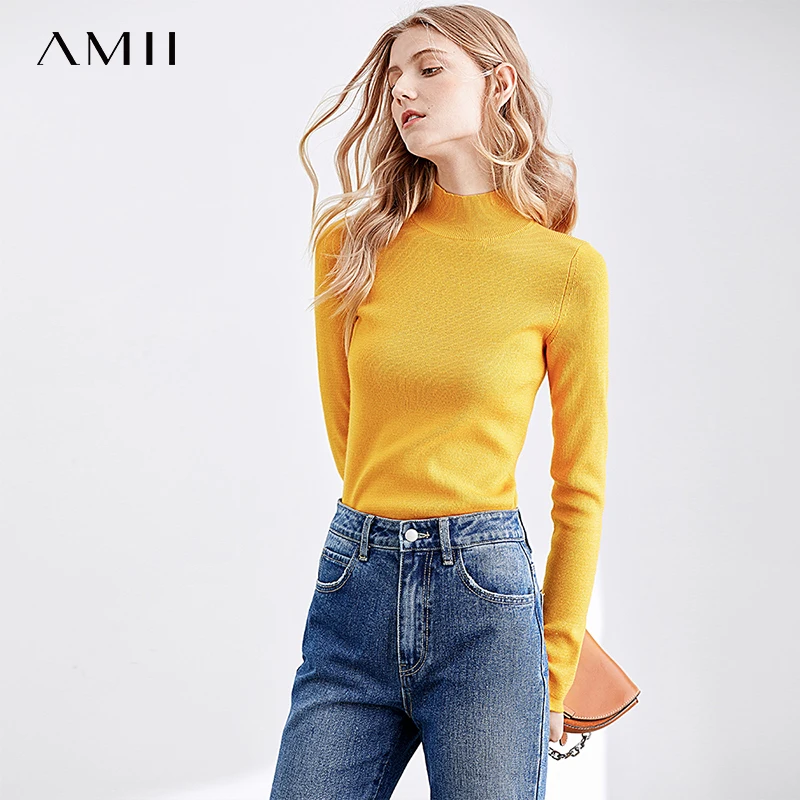 Женский свитер с высоким воротом Amii базовый однотонный мягкий облегающий