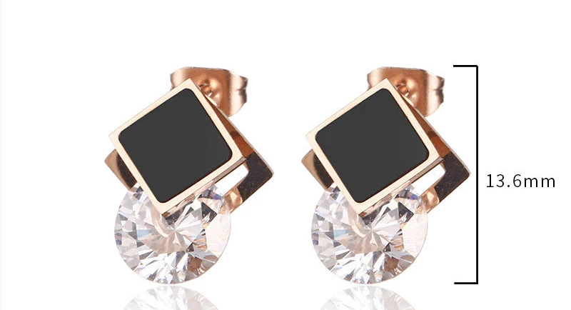 Нержавеющая сталь серьги со шпилькой для Для женщин Золотая Роза камень циркон с