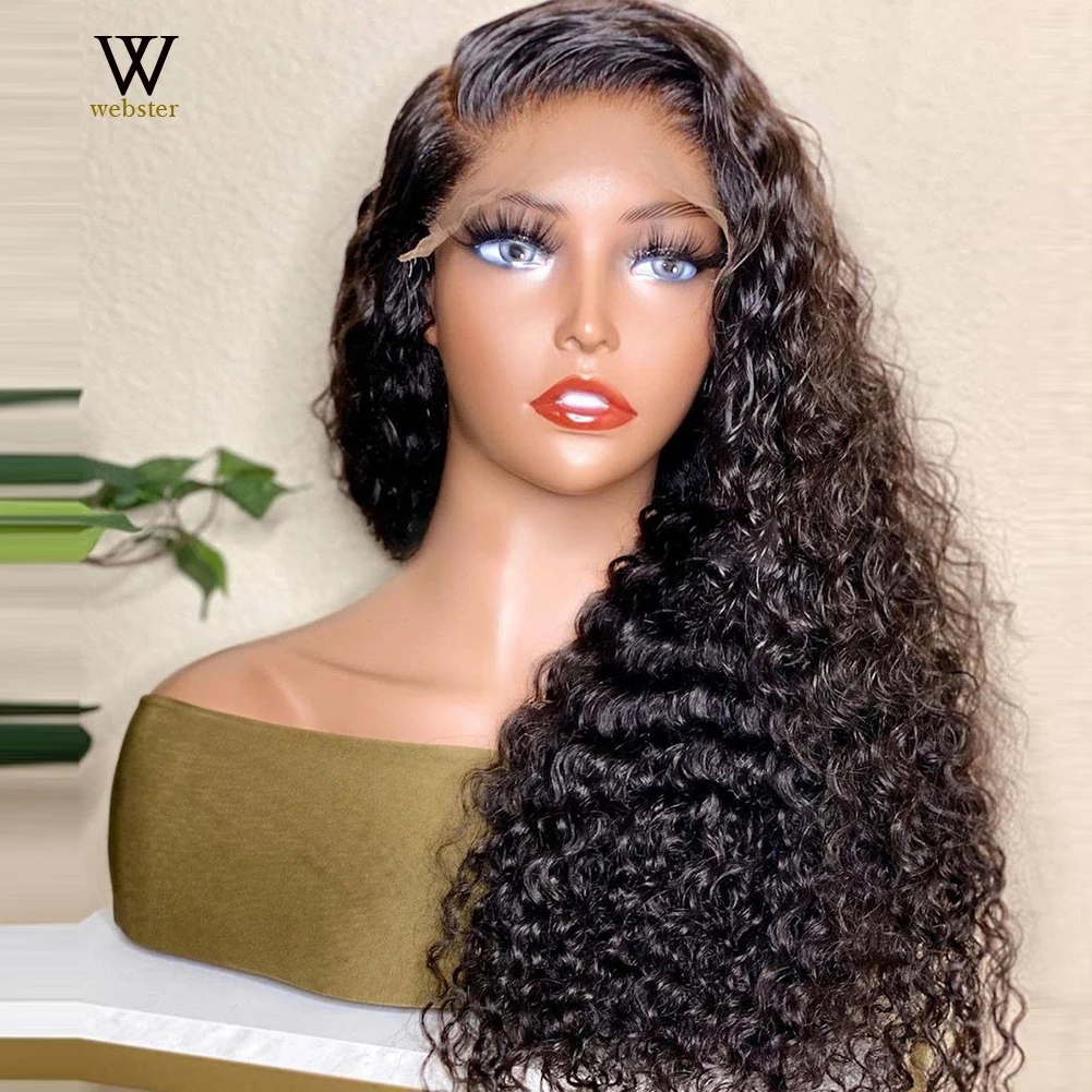 

Websterwigs Kinky Curly Synthetic Lace Front Wig For Black Women Deep Wave With Baby Hair High Density Lace Frontal Wigs