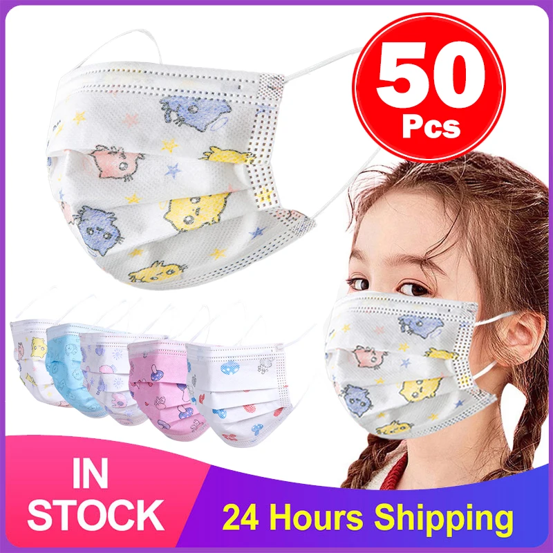 50 шт. детей маски для лица одноразовая детская маска эластичный из мягкой дышащей