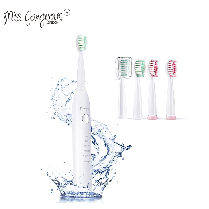Бренд Miss Gorgeous электрическая зубная щетка звуковая сменная Whithening Smart Chip Sonic Wave Usb