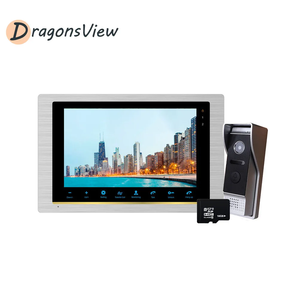 Dragonsview видео домофон 10 дюймов Сенсорная Кнопка телефон двери с Камера ИК Ночное