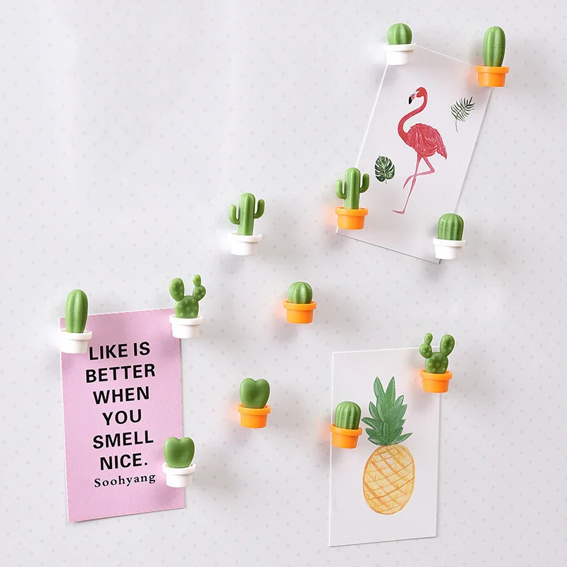 

6pcs Fridge Magnets Cute Succulent Button Cactus Sticker for Refrigerator Message Board Picture Potted Plant Home Decoration