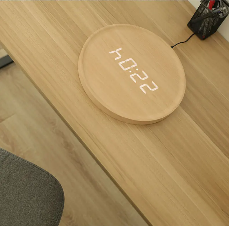 

LED Digital Wood Wall Clock Multifunctional Temperature and Humidity Electronic Clock 24 Or 12 Hour Display Wooden Wall Clocks