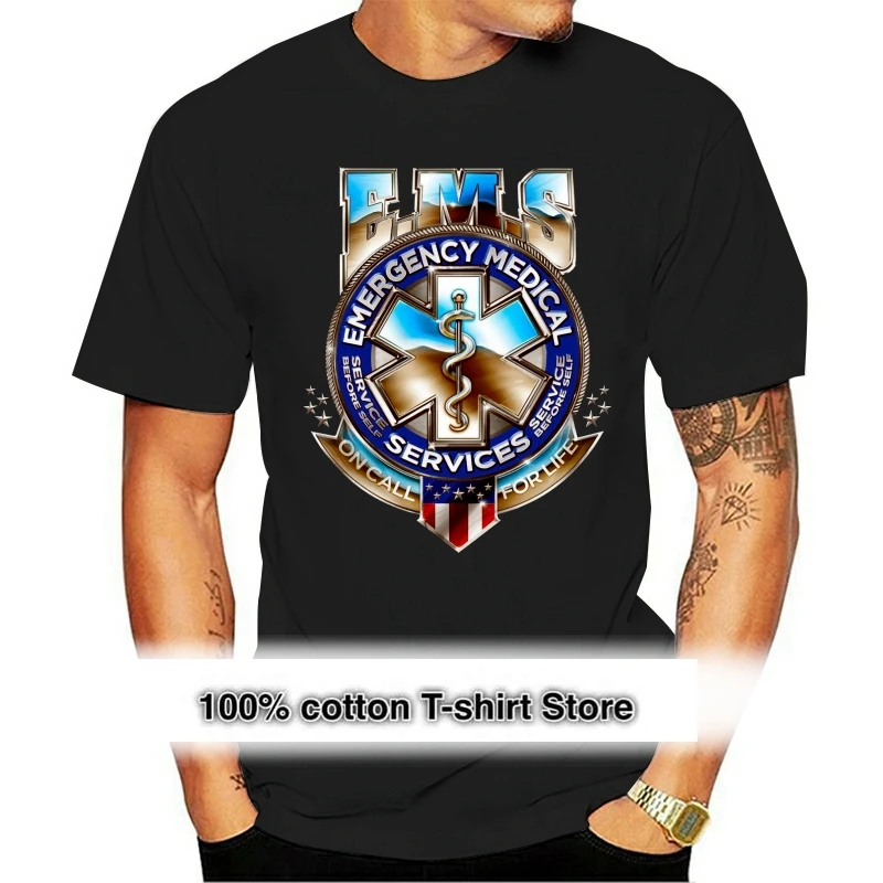 

Ems Emt Shirt Emergency Medical Services Emt T Shirt Paramedic Flag Brand Print Men Short Sleeved Active Shorts Slim Fit T-Shirt