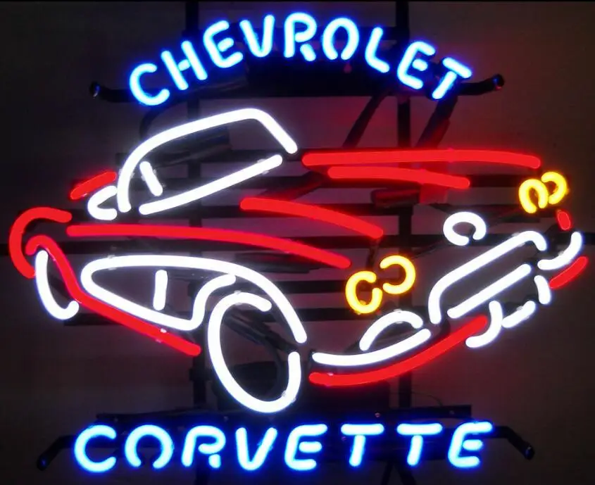 Стеклянный неоновый светильник Chevrolet Corvette под заказ, пивной бар