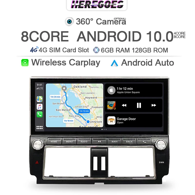 Автомобильный радиоприемник с камерой 360 Android 10 6G 128 ГБ для Toyota land cruiser prado 150 2014 2015
