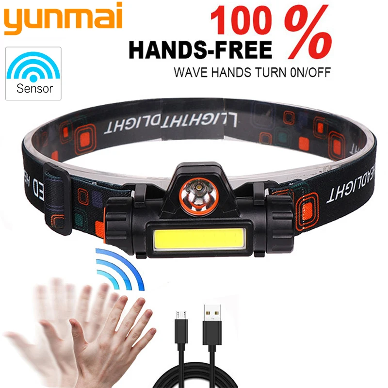 Сенсор XP G Q5 налобный фонарь Водонепроницаемый 2500lm Cob Led Встроенный Usb