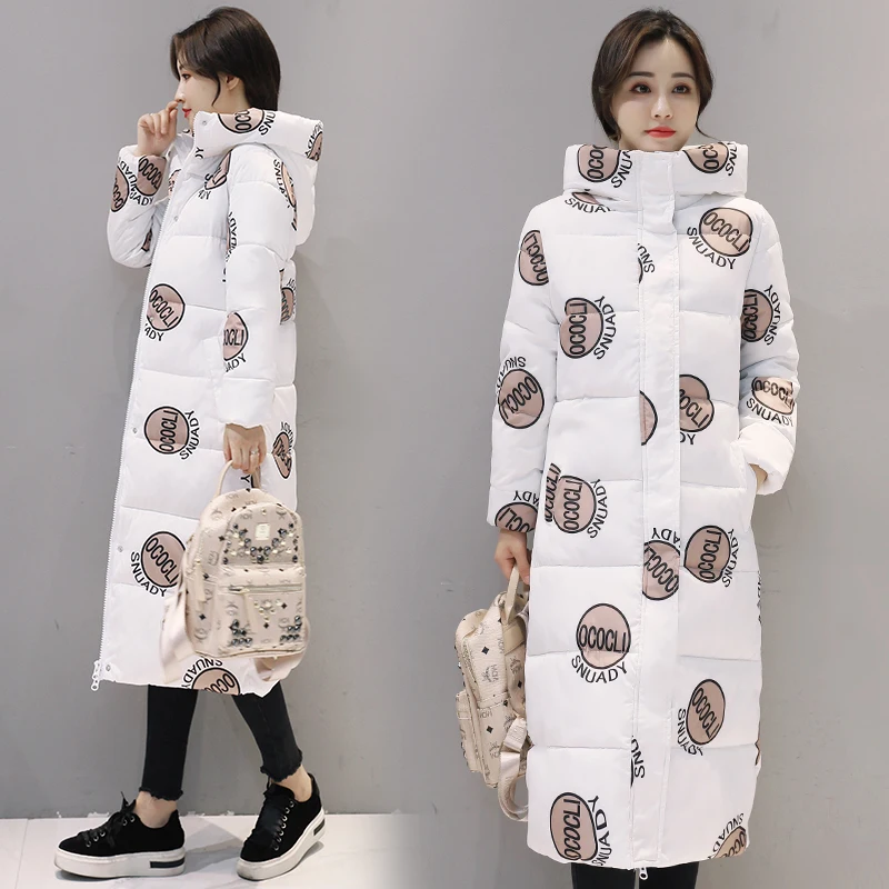 

Winter Jacket New Overknee Mid-length Cotton-padded Clothes Women Thickened Printed Camouflage Manteau Femme Hiver Long Parka