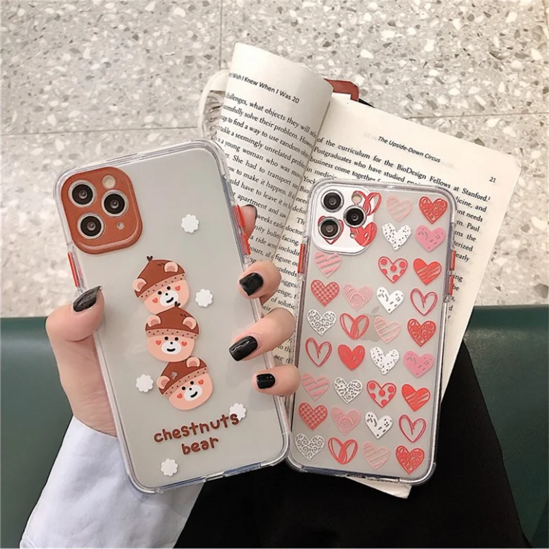 Милый каштан чехол для телефона с сердечками iphone 11 Pro Max 7 8 plus X XR XS SE2020 задняя