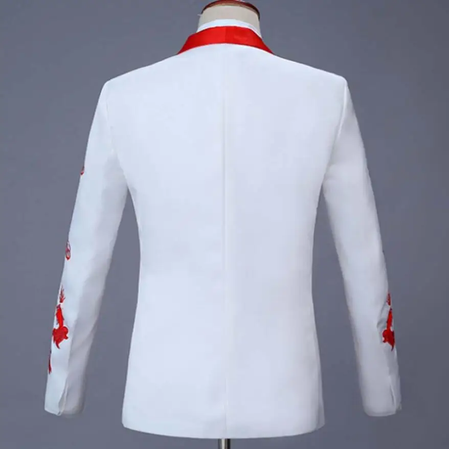 

( suit + pant ) New Fit Slim Men's Chinese Suits Stage Host Singer Costumes Ceremonial Embroidered Suit Sets Wedding Dress !