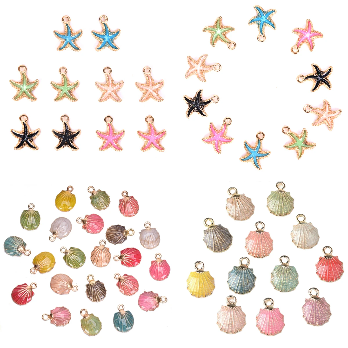10pcs/Set Drop Oil Conch Starfish Sea Shell Alloy Pendant DIY Bracelet Earrings Making Handmade Jewelry Accessories | Украшения и
