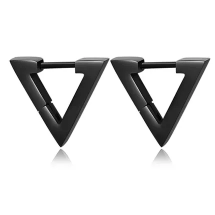 1pair black triangle Semitree 316L Медицинская нержавеющая сталь анти-аллергические креативные серьги-кольца мужские треугольные квадратные серьги Модные женские ювелирные изделия - Окраска металла: 1pair black triangle