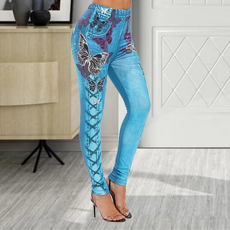 Новинка женские эластичные леггинсы с рисунком длинные брюки летние бриджи