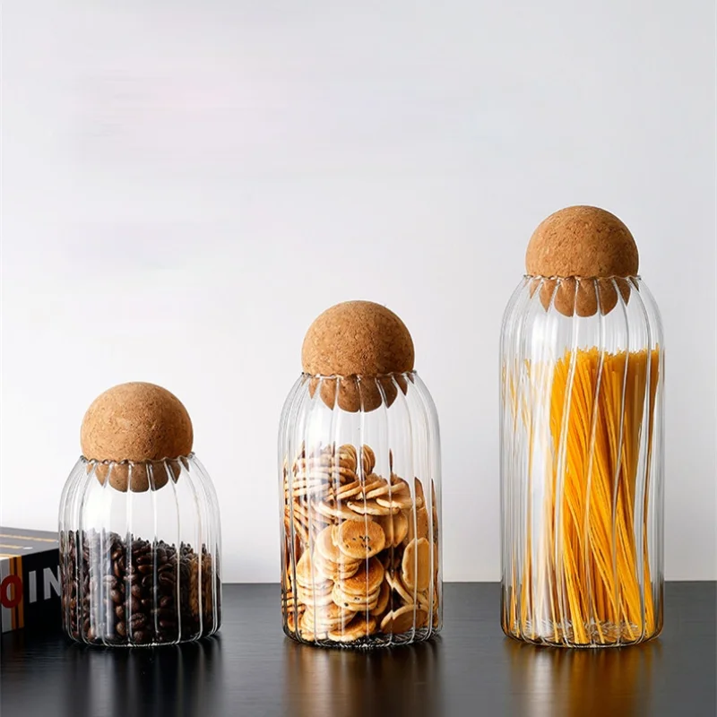 

Glass jar with lid Kitchen storage Bottle jars with cork Spices Coffee Cereal Container Organizer Cans Seasoning Spice tank