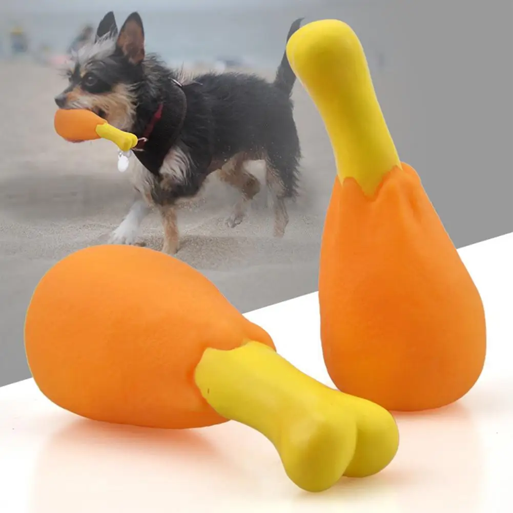 

Yellow Soft And Cute Simulation Chicken Leg Puppy Toy Elastic Interactive Toy Squeaky Rubber Chicken Leg Pet Dog Toy For Home