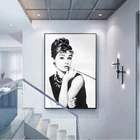 Портрет Одри Хепберн, черно-белый, макияж, современный плакат, печать на холсте, настенная живопись, модульные картины для украшения спальни