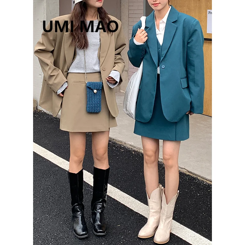 

UMI MAO Korean Fashion Women's Clothing For Early Autumn 2021 New Ins Design Sense Loose Blazers Jacket Female Coat Y2K