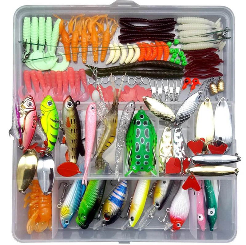 

205/206/207Pcs Fishing Lures Set Mixed Minnow Plier Grip Spoon Hooks Soft Lure Kit In Box Artificial Bait Fishing Pesca ER025