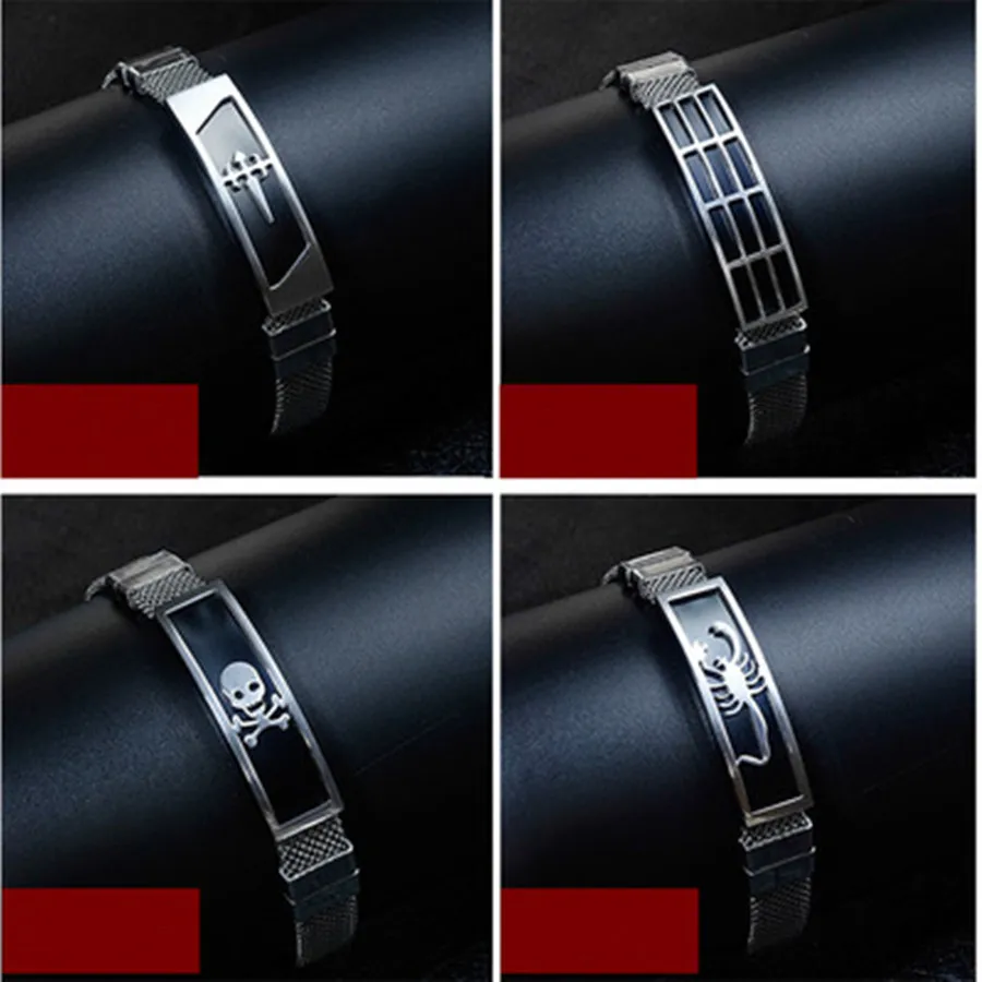 Nueva pulsera de malla de acero inoxidable modelos femeninos encanto de los hombres pulsera de plata pulsera regalo de Joyeria
