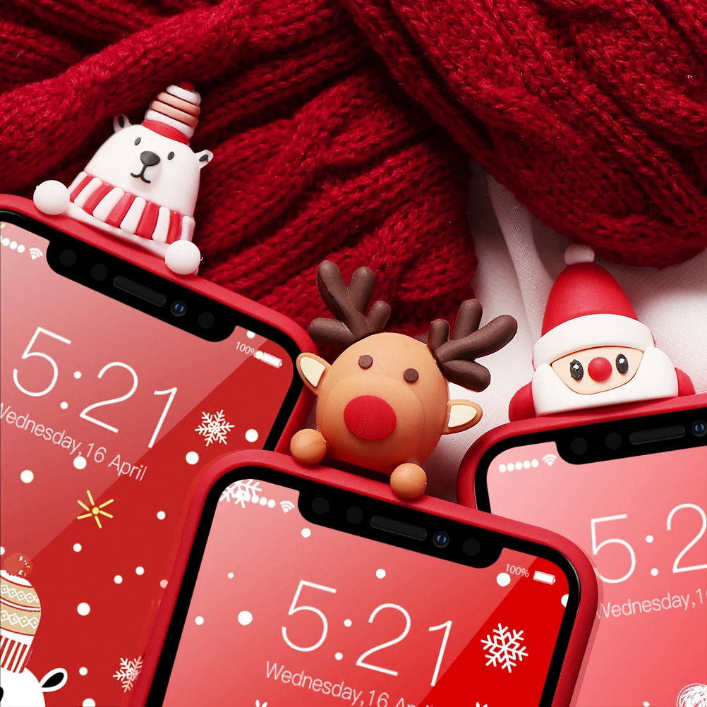 Lovebay Doll Christmas Cartoon Phone Cases For iPhone 7 XR 11 Pro Elk Santa Claus 6 6s 8 Plus X XS Max Soft TPU Cover |