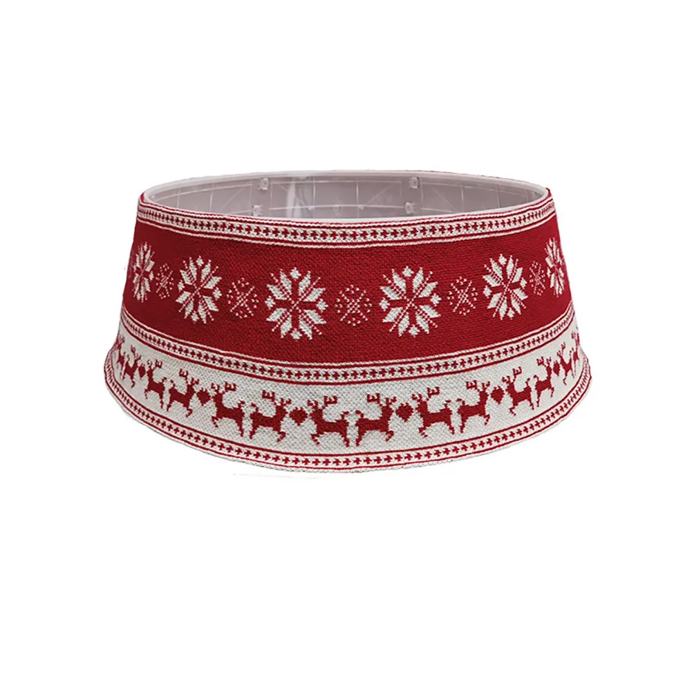 

Merry Christmas Tree Skirts Knitted Snowflake Deer Pattern 3D Xmas Tree Skirt 6pcs Pvc Base+1pc Tree Skirt Home Decoration