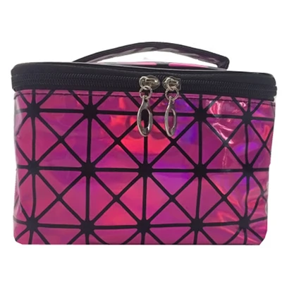 Rose red makeup bag Многофункциональная сумочка-косметичка для путешествий, Женская Лазерная большая емкость, органайзер для туалетных принадлежностей, водонепроницаемая женская сумка для хранения косметики - Цвет: Rose red makeup bag