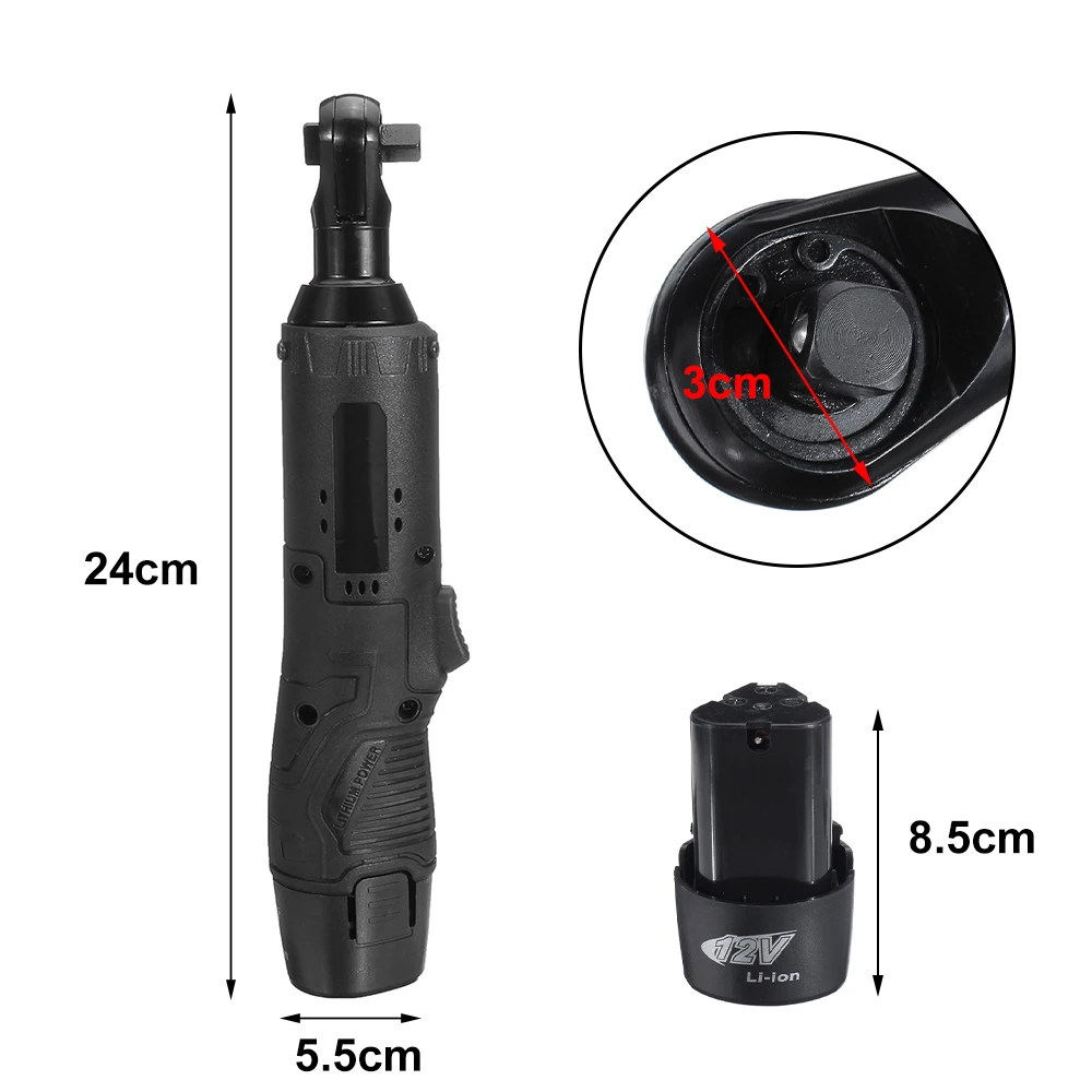 Электрический ключ с прямым углом 12 В 3/8 дюйма 70 нм | Инструменты