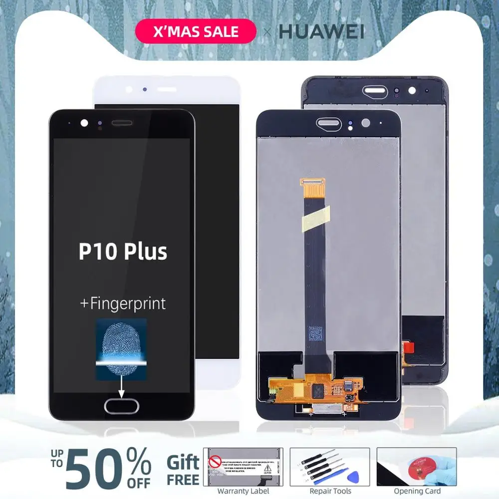 Дисплей для huawei P10 Plus, ЖК-дисплей, сенсорный экран, для huawei P10 Plus, пленка для экрана, vky-l29, замена, черный, белый цвет