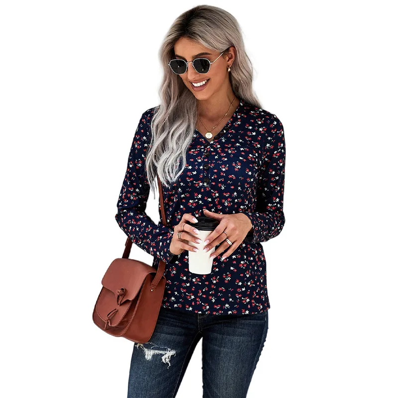 

Knitwear Women's Autumn New Shredded Flower V Neck Line Buckle Casual Women's Hoodie Sweatshirts Plus Size