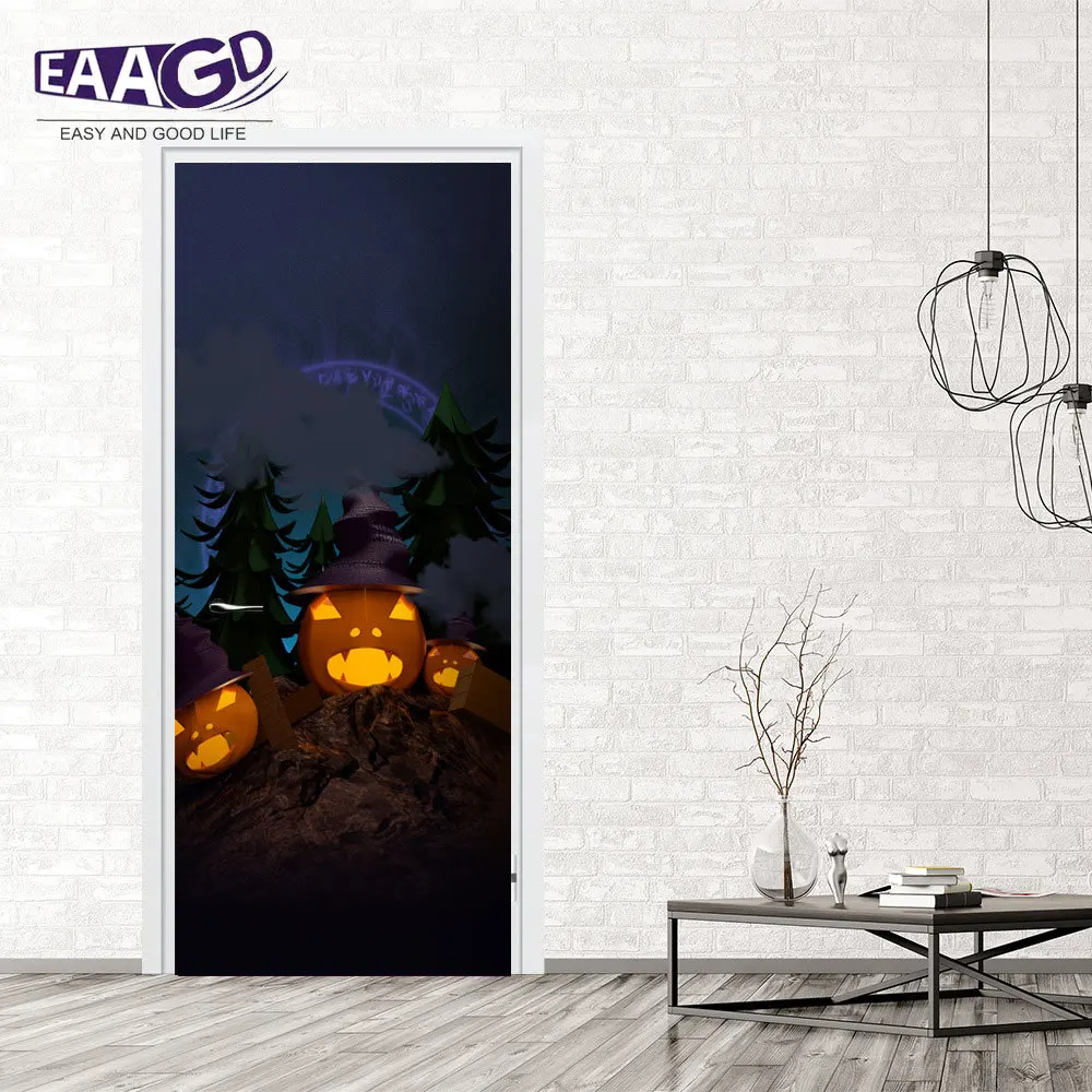 

2Pcs/Set Halloween Door Stickers Door Sticker For Children's Room DIY Home Decor Decals Self Adhesive Sticker