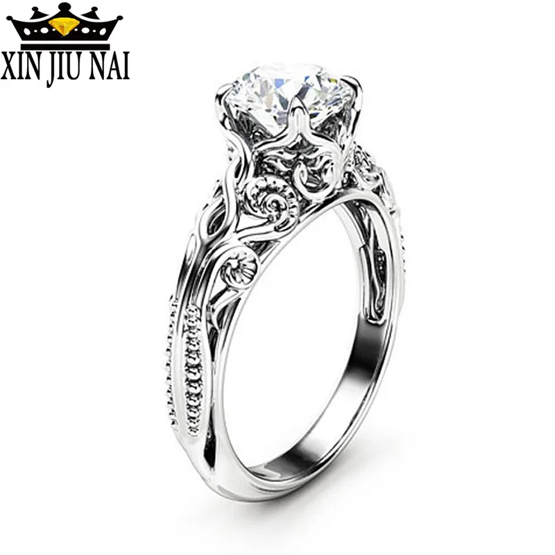 Женское серебряное обручальное кольцо Bague Femme Anillos Mujer с изысканным цирконием |