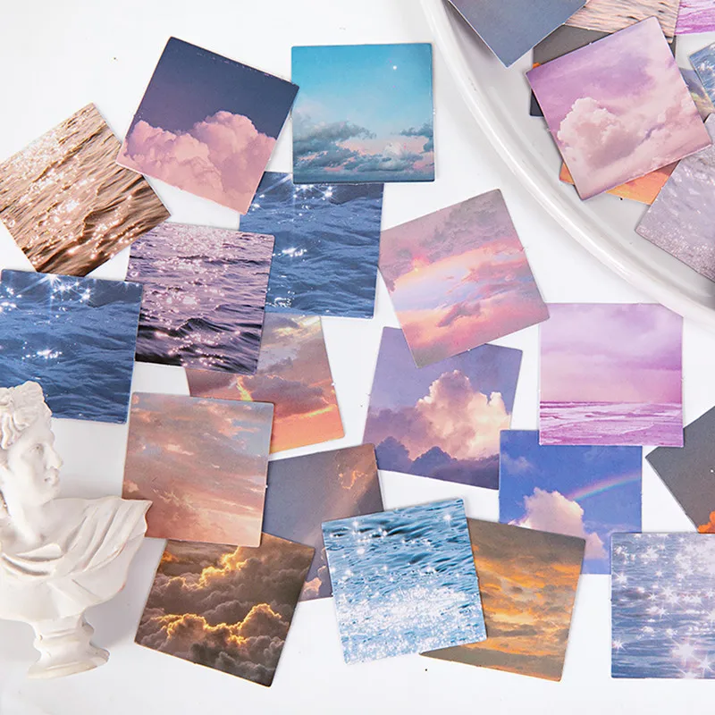 Natural Scenery Boxed Sticker INS Sky Sea Light Shadow Bullet Journaling Accessories Stickers Aesthetic Decorate Sealing | Канцтовары