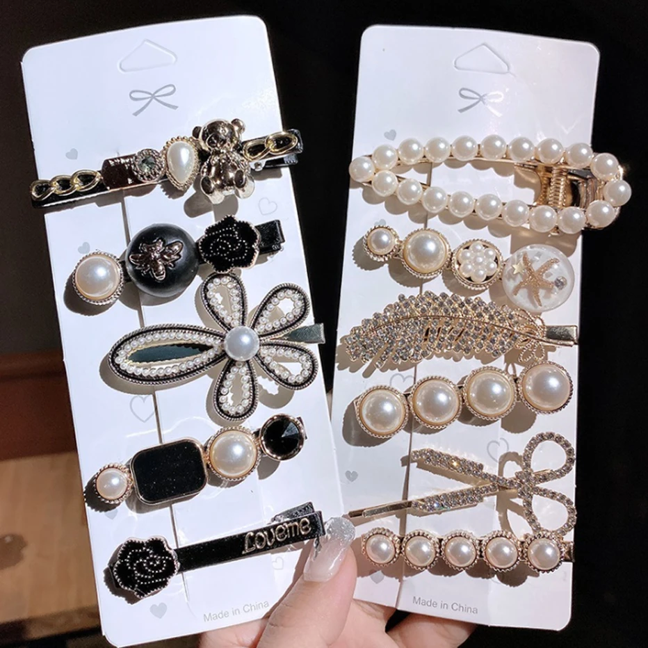 

Заколка для волос женская, с жемчугом Набор шпилек, 3/4/5 шт., корейский, геометрической формы