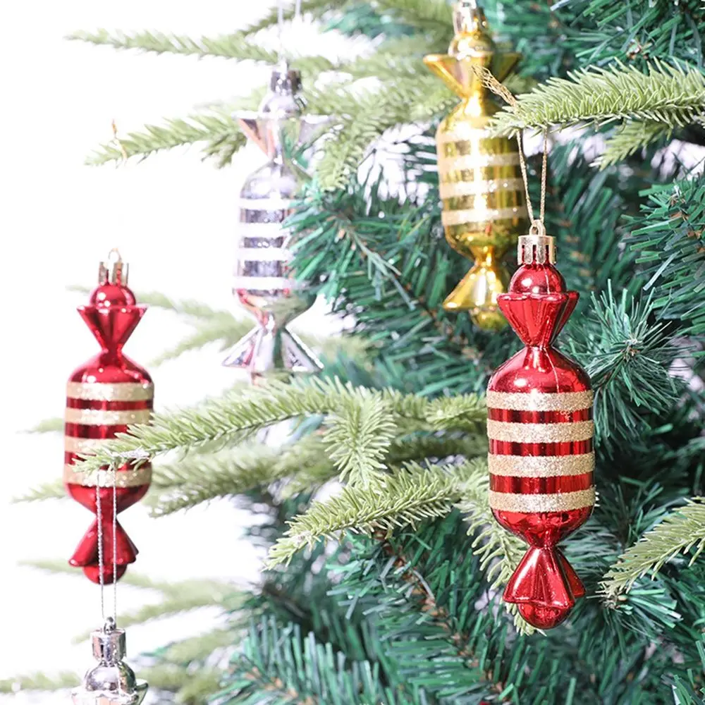 

6Pcs/Lot Christmas Candy Props Hanging Pendant Xmas Tree Colorful Plastic Ornaments For Home Party Decoration Supply