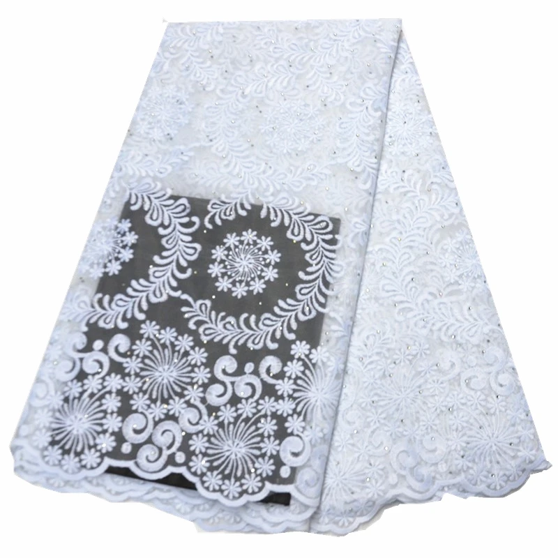 White nigerian lace fabric for wedding bridal french net embroidery african tulle 5yards per lot | Дом и сад