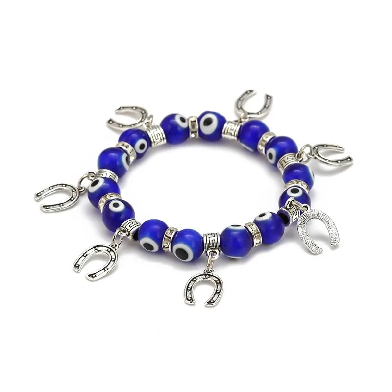 

Devil's Eye Blue Eyes Crystal Bracelet Female Europe and America Simple Blue Crystal Beaded Elastic Crystal Bracelet Jewelry