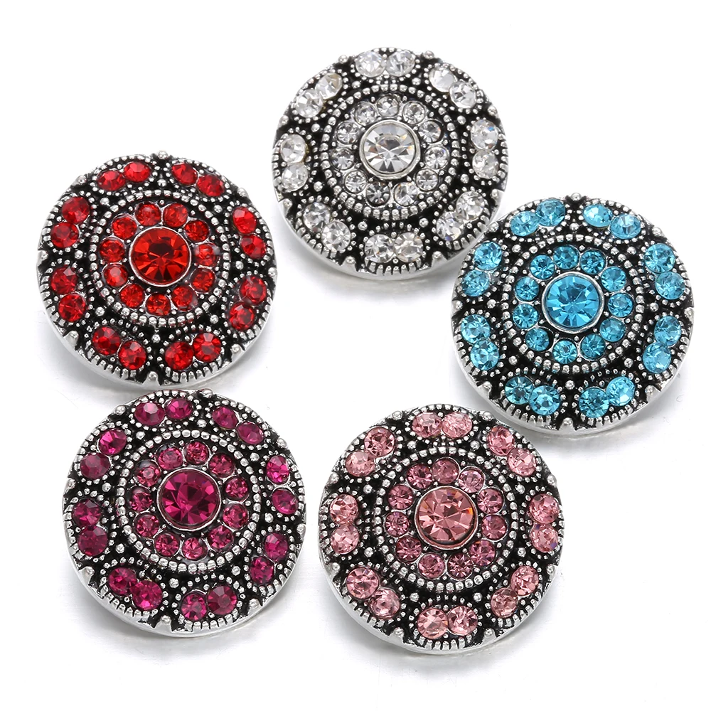 6 шт./лот новые ювелирные изделия с красивым цветком 18 мм кнопки со стразами