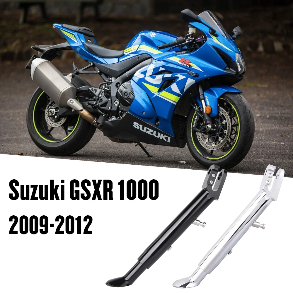 For Suzuki GSXR1000 GSXR 1000 2009 2010 2011 2012 Kickstand Lowered Adjustable Side Stand Foot Kick Stand Support Chrome Black