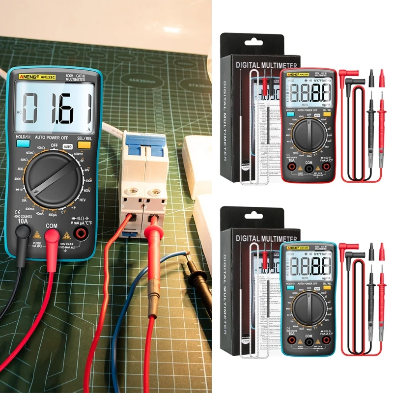 

Мультиметр AN113C с дисплеем с подсветкой, тестер напряжения постоянного и переменного тока, вольтметр, Автоматический диапазон, цифровой Инт...