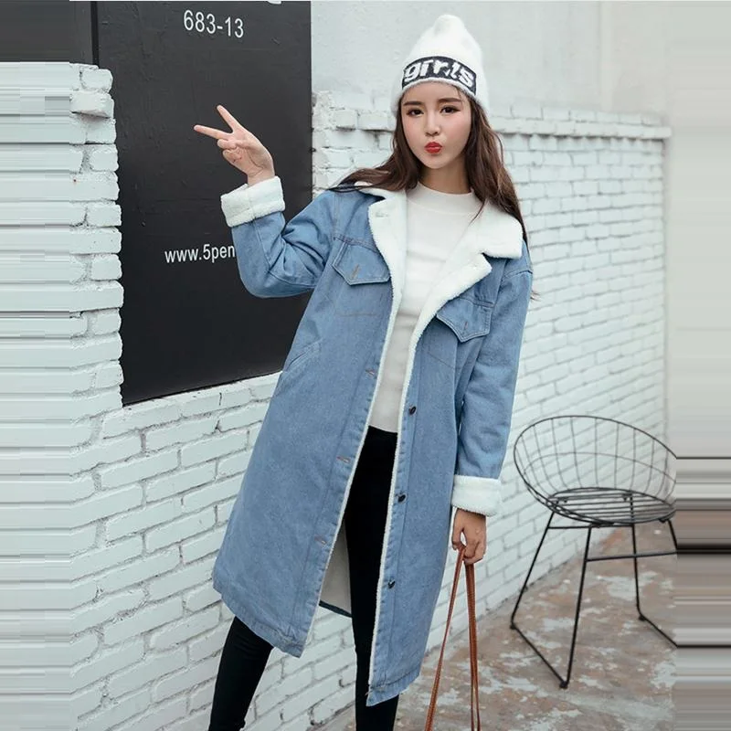 

Bf Wind Autumn And Winter Women Denim Jacket 2019 Vintage Harajuku Oversize Loose Female Jeans Coat Solid Warm Chaquetas Mujer