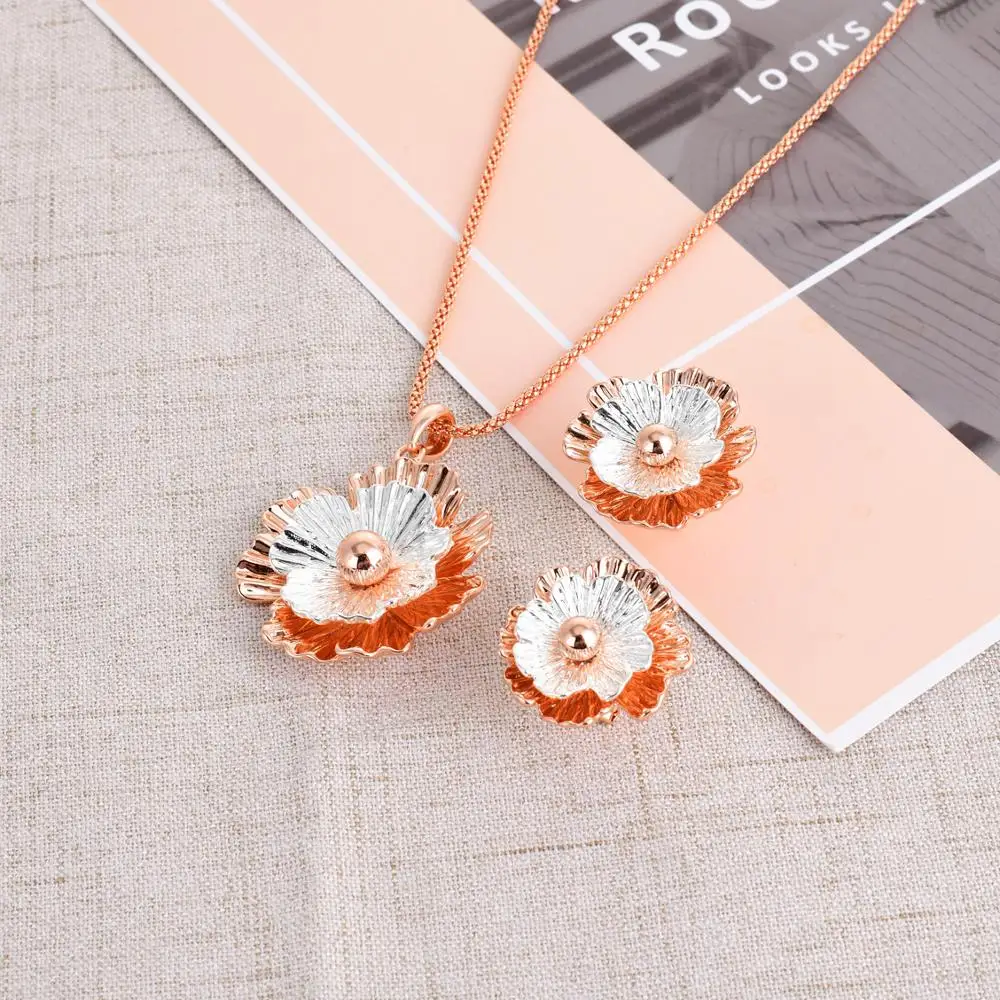 Венская версия разноцветный цветочный дизайн подвеска ожерелье и серьги набор