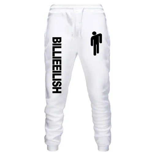 WM23-25-White Billie Eilish модные брюки с принтом женские/мужские спортивные штаны для фитнеса горячая Распродажа повседневные трендовые обтягивающие брюки для бега - Цвет: WM23-25-White