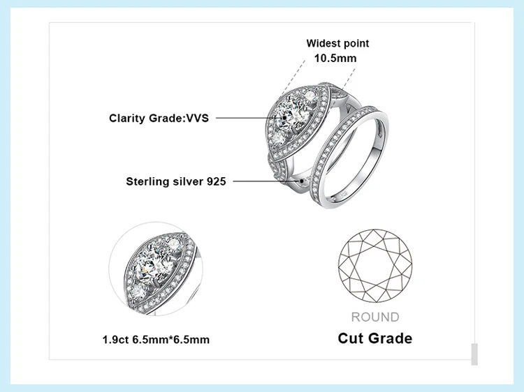 JewelryPalace витой CZ проложить группа Маркиза 3 камня 2.7ct кубического циркония обещание обручальное Обручение кольцо свадебный 925 St