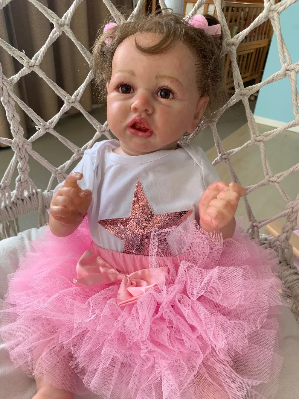 

55CM Cute Reborn Baby Boneca Full Silicone Handmade Crooked Mouth bebe reborn Doll Lifelike Babies Toy For Kid Birthday Gifts
