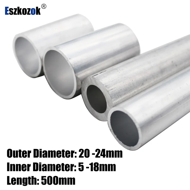 

Aluminum Round Tube 6061 Metric OD 20-24mm ID 5-18mm Long 500mm