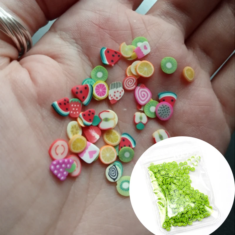 

23 Styles..Cane Slices 10000pcs 3D Fruit Canes Polymer Clay Nail Art Stickers Tips Slices Decorations Fruit Slices For Manicure