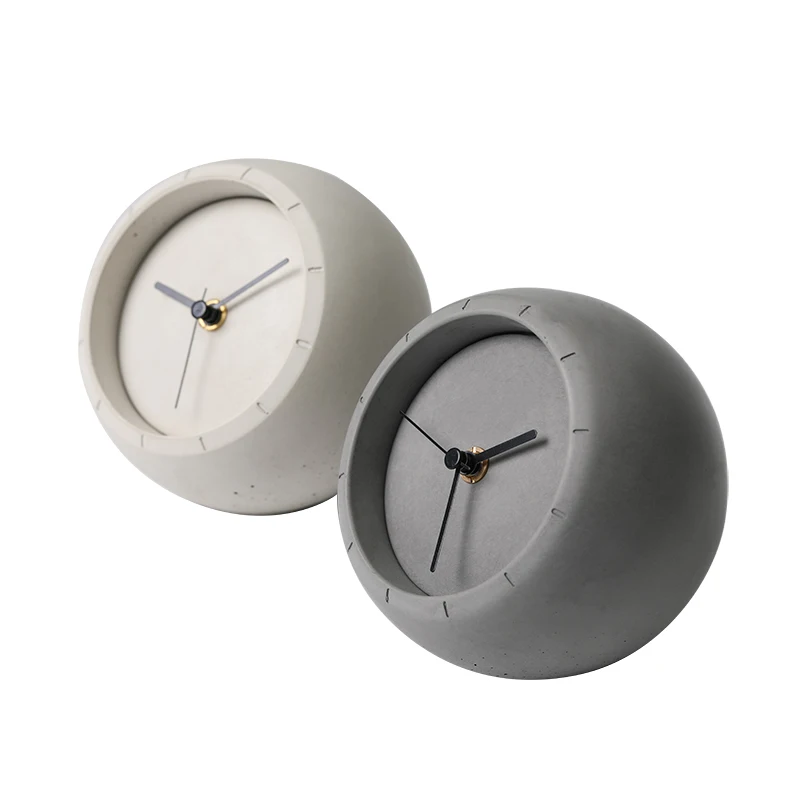 

Fair-Faced Concrete Simple Personality Desk Clock Creative Ornament Desktop Home Storage Cement Mute Clock