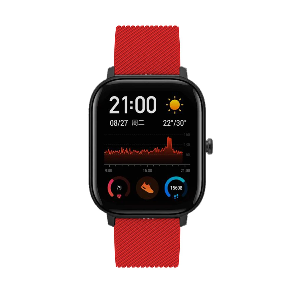 Силиконовый ремешок для часов для Xiaomi Huami Amazfit GTS ремешок для часов Amazfit GTR 42 мм/Bip Lite 20 ММ Спортивный сменный Браслет