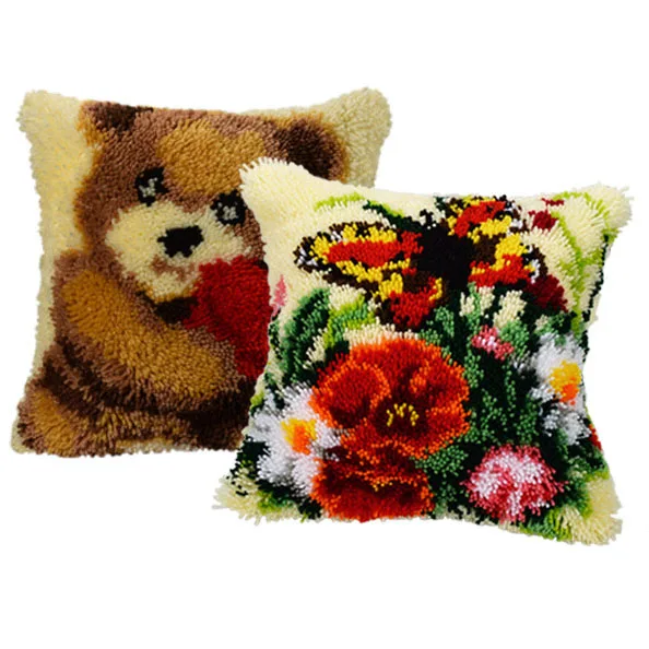 

Cartoon Oil Cross StitchLatch Hook Cushion Embroidery 42CM 42CM Kit Pillow Mat DIY Needlework Crocheting Craft